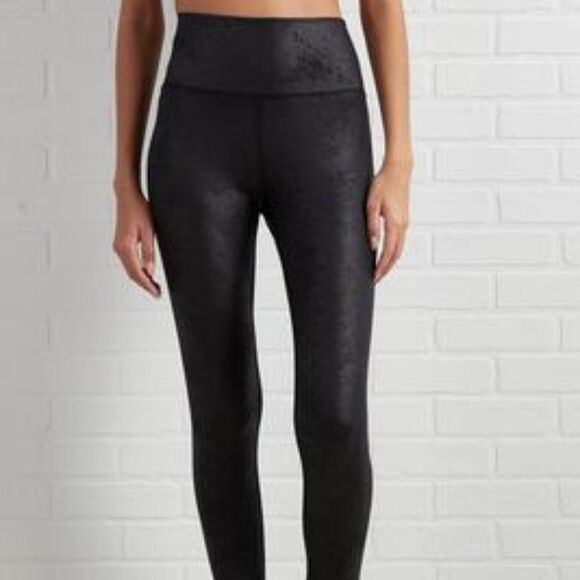 Versona Contemporary Black Faux Leather Sparkle Leggings Size 12 - Picture 1 of 16